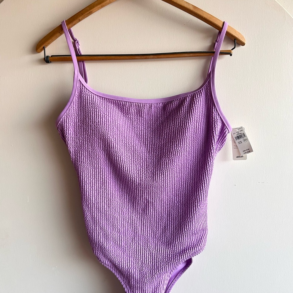 NWT Aerie Purple One Piece Swimsuit Full Coverage Size Medium